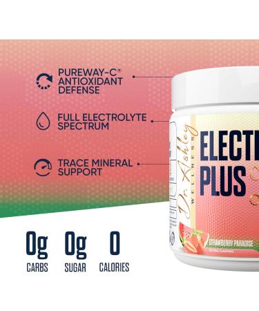 Dr. Ashley Wellness Electrolyte Plus Powder Drink Mix | Full Spectrum Electrolytes Gluten Fee and Zero Sugar for Max Hydration | 30 Servings (30 Serving, Strawberry Paradise) - Buy Online on GoSupps.com