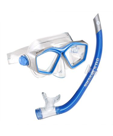 U.S. Divers Icon Mask + Airent Snorkel Set. Easily Adjustable Snorkeling Set for Adults (One Size Fits Most) Blue