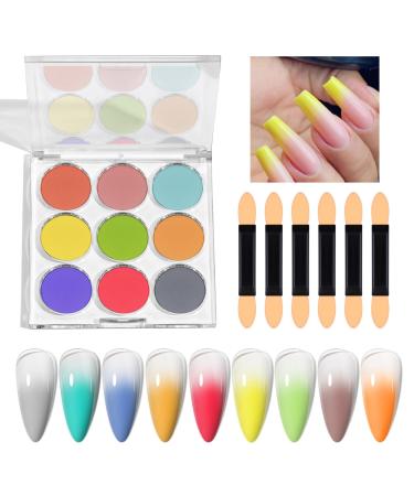 Poudre Ongles Pigment e Finition Miroir Arc-En- 9 Couleurs D coration Arc-en-D grad Brillante DIY pour P ques Halloween No l CF01