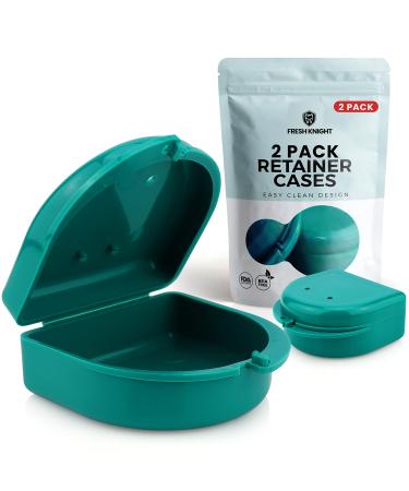 Retainer Case (2 Pack). Retainer Case with Vent Holes. Perfect Denture case, Mouth Guard Case, Aligner Case, Mouth Guard Case, Retainer Cases (Teal)