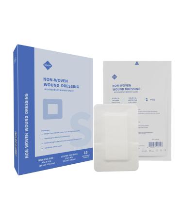Sterile Non Woven Island Wound Dressing 4 X 6 inch Extra Large Cover with Adhesive Bordered Gauze Pads Breathable and High Absorbent Non-Stick Center pad Latex Free 15 Individually Pack 4X6 Inch-C15