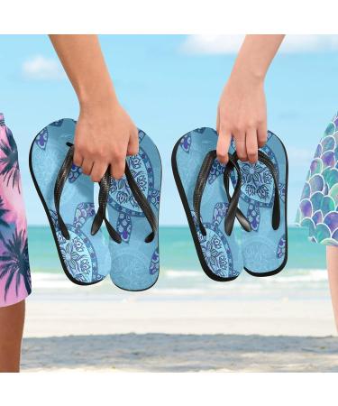 Mnsruu Sea Turtle Tribal Flip Flops | XXL Comfortable Sandals for Home Hotel Spa & Travel Unisex Design - Buy Online on GoSupps.com