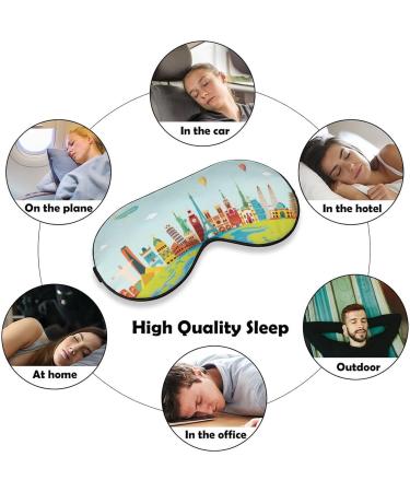 LynaRei World Travel Sleep Mask - Adjustable Blindfold with Famous Landmark Print for Men and Women - Super Smooth Eye Mask for Travel and Nap - Style 3 - Buy Online on GoSupps.com