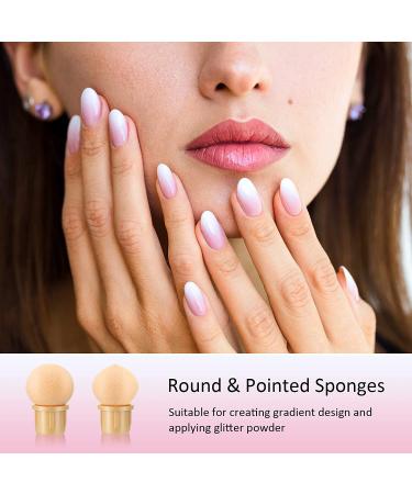 4-Piece Sponge Nail Brush Set with Double Head & 16 Replacement Heads - Nail Design Manicure Tools in Pink, Purple, Champagne, Blue - Buy Online on GoSupps.com