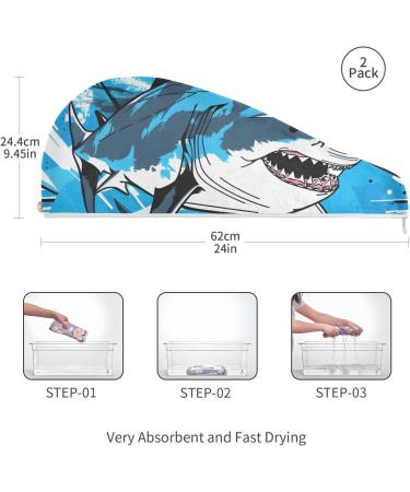 Fierce Shark Hair Towel 2 Pack | Super Absorbent Quick Dry Hair Turbans for Women & Girls - Buy Online on GoSupps.com