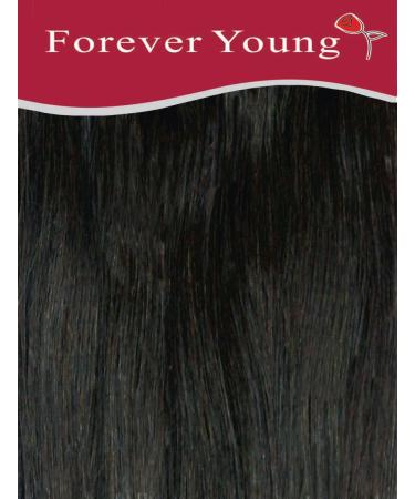 Forever Young Hair Extensions Real Human Hair Extensions Clip In Half Head 40g 16" Length Natural Black #1B