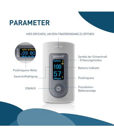 Yuwell Pulse Oximeter - Accurate Oxygen Saturation & Heart Rate Measurement OLED Display Includes Batteries - International Shipping Available - Buy Online on GoSupps.com
