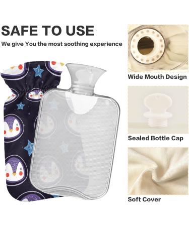 Naanle Galaxy Penguins Astronaut 2L Hot Water Bottle | Pain Relief & Heat Therapy | Transparent Cover for Bed & Hand/Foot Use - Buy Online on GoSupps.com