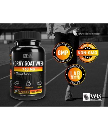 Horny Goat Weed & Maca Extract Capsules | 1050mg | Performance & Stamina Support | Non-GMO GMP Certified - Buy Online on GoSupps.com