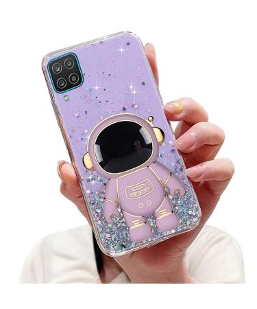 Tivenfezk Nadoli for Samsung Galaxy A22 5G astronaut Hidden Stand Cap caricature glitter stand soft silicone bling transparent protective cover samsung galaxy a22 5g purple