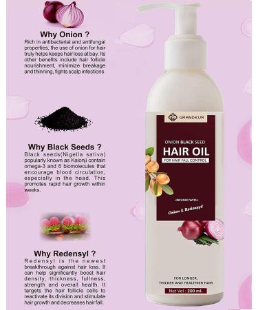 Grandeur Onion Hair Oil 200ml | Red Onion Extract Argan Oil Bhringraj & Hibiscus for Ultimate Hair Care & Hygiene - Buy Online on GoSupps.com