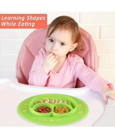 SERLY Baby Plates 2 Pack (Red/Green) - Silicone Suction Plates for Babies and Toddlers - Microwave and Dishwasher Safe - Learning Shapes included - Buy Online on GoSupps.com