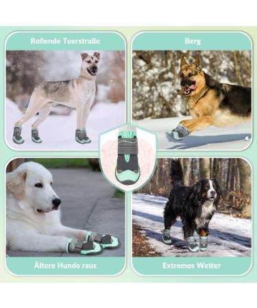 Slowton Dog Shoes - Waterproof Non-Slip Boots for Small & Medium Dogs | Reflective Velcro Fasteners | Size 3 Green Paw Protection - Buy Online on GoSupps.com