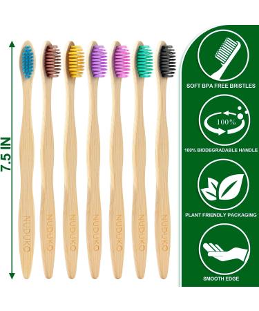 NUDUKO Biodegradable Bamboo Toothbrushes - 10 Pack, BPA Free, Soft Bristles, Eco-Friendly & Compostable - Multicolored Bristles - Buy Online on GoSupps.com