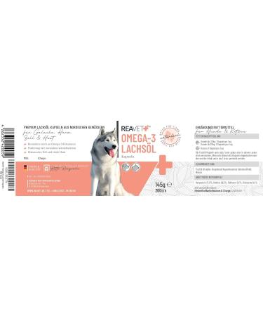Reavet Salmon Oil Capsules for Dogs - 200PCS Omega 3 Fish Oil High-Dose Quality Supplement - Buy Online on GoSupps.com