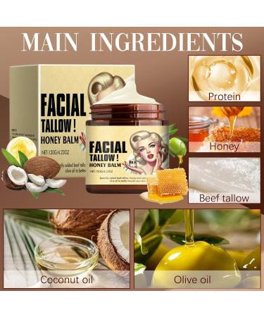 Whipped Beef Tallow and Honey Balm Grass Fed Grass Finished Face Cream Beef Tallow Skin Care Tallow Moisturizer Pure Cream Tallow Honey Cream for Face and Body (2 PCS) - Buy Online on GoSupps.com