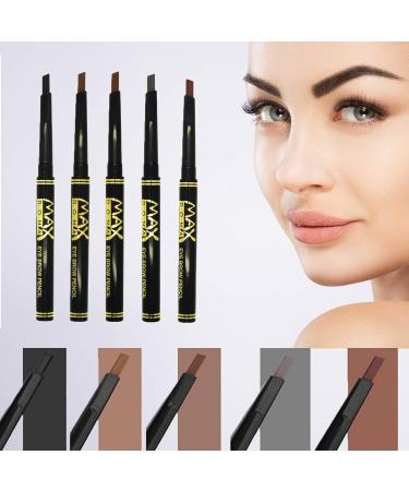 Glamza Waterproof Retractable Long Lasting Professional Eyebrow Shaping Pencil Eye Brow Template Liner Shape Kit + 3 Stencils Brown - Buy Online on GoSupps.com