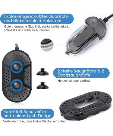 AQQA 25W Aquarium Heater with LED Display - Adjustable Temperature Control for 20-40L Aquariums - Buy Online on GoSupps.com
