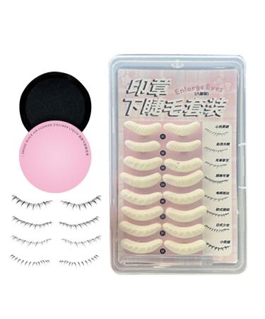 Eyelash Stamp Lower Lash Mascara Stamp Bottom Eyelash Makeup Applicator Eyelash Tool Convenient Long-Lasting Safe Lash Stamp Effort-Saving Quick Eyelash Stamp for Eye-Catching Makeup Set of 8 + Eyeliner Cushion Stamp