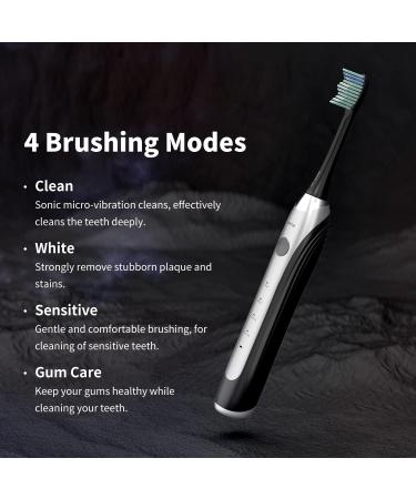 CD-01 Pro Electric Toothbrush - Wireless Charging 4 Modes Pressure Sensor 240 Days Battery Life - Rechargeable Black & Silver for Adults - Buy Online on GoSupps.com