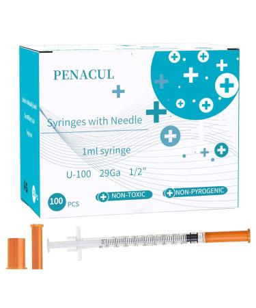 PENACUL 1cc Lab Syringes with Needle 29 Gauge - Pack of 100