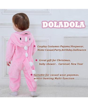 Doladola Unisex Baby Toddler Romper Hooded Cartoon Sleepsuit 12-18 Months - Pink Dinosaur - Buy Online on GoSupps.com