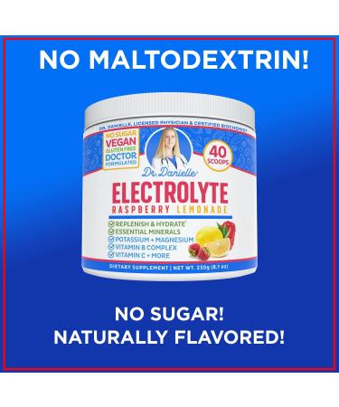 Dr. Danielle's Original Electrolyte Powder - Hydration Drink Mix Supplement - Boosts Energy & Keto-Friendly - No Maltodextrin & Sugar Free - Raspberry Lemonade Flavor - Buy Online on GoSupps.com