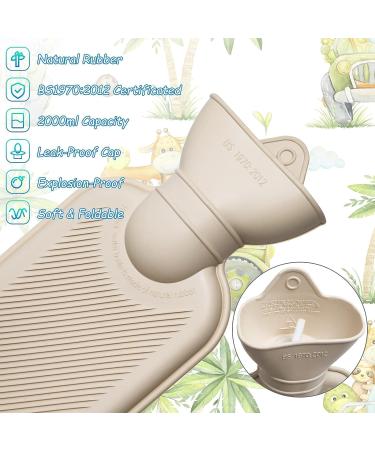 Feybey 2L Long Hot Water Bottle with Cover - Gray Faux Lambswool - 72cm Full Body Length - Extra Large Hot Water Bag for Men, Women, and Adults - Buy Online on GoSupps.com