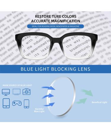 Retro Oversized Blue Light Blocking Reading Glasses for Women - Oprah Style Large Thick Frame with Spring Hinge - Black/Transparent + Purple/Pink 2.25 - Buy Online on GoSupps.com
