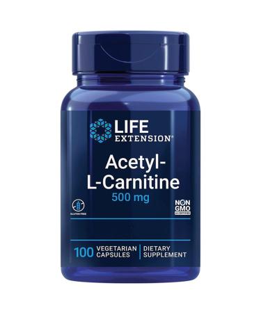 Life Extension Acetyl-L-Carnitine 500mg with Vitamin C High Dose 100 Vegan Capsules Laboratory Tested Gluten-Free Vegetarian Soya-Free Non-GMO