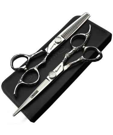 6-inch personalized rose printing hair scissors set hair stylist barber special tools (Scissors set)