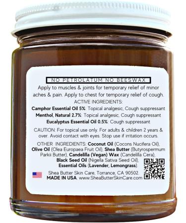 All Natural Vegan Vapor Rub | Cough & Cold Relief | Topical Analgesic for Muscle & Joint Pain | Essential Oils Menthol & Camphor | No Beeswax No Petrolatum | Dr. Chidi's Rx - Buy Online on GoSupps.com