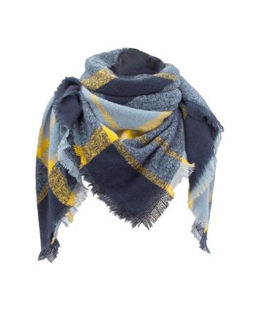 Ladies cotton scarf autumn triangle triangular scarf Elegant luxurious scarf Retro scarf flowers cover triangular scarf A Blue