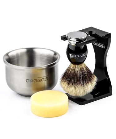 4in1 Shaving Set with Anbbas Badger Shaving Brush,Shaving Soap,Thicken Brush Stand,3-Layers Shaving Bowl Kit for Men 4pcs: Brush & Stand & Soap & Bowl