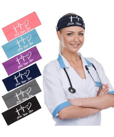 6 Pieces Headbands with Button for Mask  Wide Nurses Headbands Non Slip Elastic Ear Protection for Women Men Doctors Sweatband Headband - Buy Online on GoSupps.com