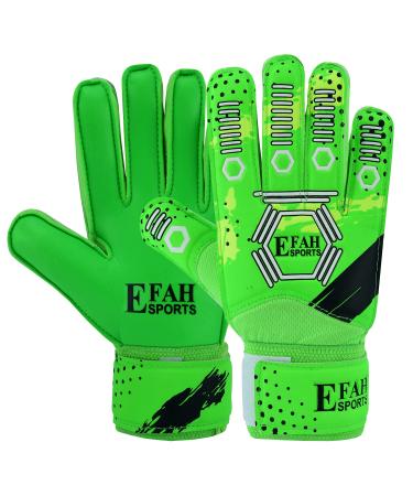 EFAH SPORTS Goalkeeper Gloves for Kids Boys Girls Soccer Gloves with Super Grip Palms 4 Green