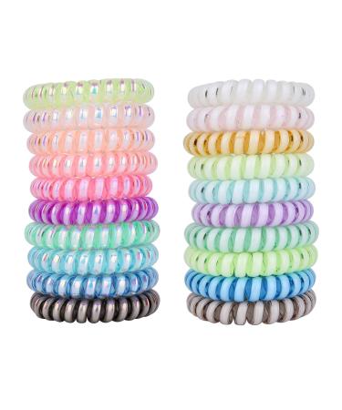 20 Pcs Spiral Hair Ties No Crease - Colorful Coil Traceless Hair Ties Elastic Coil Hair Ties for Women Girls  Waterproof Hair Coils for for Any Kinds of Hair Multi Color