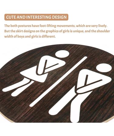 Rustic Wooden Man Woman Washroom Sign - Funny Bathroom Decor for Farmhouse - Brown Bathroom Wall Art - Buy Online on GoSupps.com