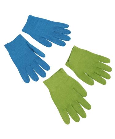 Milisten 2 Pairs Moisturizing Gloves Day Night Skin Care Gel Gloves for Spa Beauty Home Dry Hands Daily Care (Blue+ Green)
