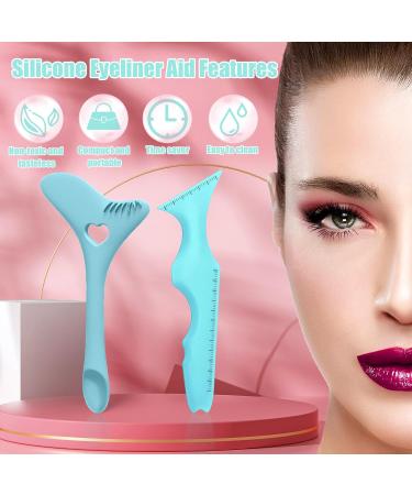 Eyeliner Stencils Aid 2 Pcs Silicone Eyeliner Tool Eyeliner Applicator Tool for Eyelash Lipstick Eyeliner (Blue) - Buy Online on GoSupps.com