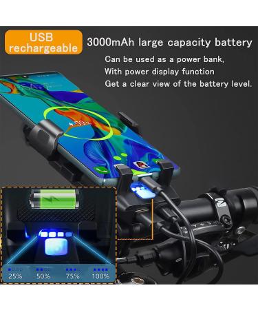 3-in-1 Bike Light Set with Phone Mount - USB Rechargeable LED Headlight and Taillight for All Bicycles | 360 Rotation, 3 Modes, Power Bank - Easy to Install - Buy Online on GoSupps.com