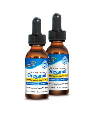 North American Herb & Spice Oreganol P73 (2 Pack) - 1 fl. oz. - Immune Support, Optimal Health - Unprocessed, Certified Organic, Wild Oregano Oil - Mediterranean Source - Non-GMO - 864 Total Servings