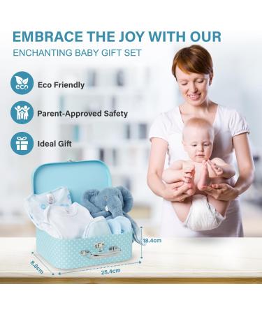 Baby Box Shop New Born Baby Boy Gift Set - 7 Essentials for Baby Boys | Newborn Keepsake Hamper | Baby Shower Gifts in Blue - Buy Online on GoSupps.com