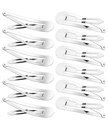 50 Pieces 3.5 Inch Large Metal Snap Hair Clips No Slip Hair Barrettes Long Hair Side Clip Clamp Hair Clips for Girls Women Hair Accessories (Silver)
