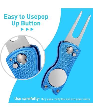 3 Pieces Golf Divot Repair Tool Stainless Steel Foldable Golf Repair Tool Magnetic Golf Ball Marker Tool with Pop Up Button Portable Golf Repair Tool Black  Red  Blue 3 - Buy Online on GoSupps.com