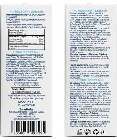 Zane Hellas FunguCept Complete Nail Solution - Visible Results in 4 Weeks - 0.33 oz (10ml) + 60 Softgels - Buy Online on GoSupps.com