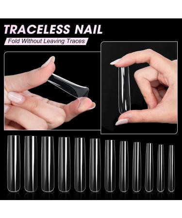 AORAEM Extra Long Square Nail Tips - 240PCS XXXL Clear Full Cover Fake Nails for Acrylic Nails | 12 Sizes Tapered Square Press-On Nails with Box - Perfect for Salons & DIY Home Use - Buy Online on GoSupps.com
