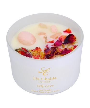 LIA CHAHLA LONDON Luxury Self Love Rose Quartz Crystal Candle 6 oz Scented English Rose Candle Infused with Essential Oils Gifts for Women (Self Love/Rose - Rose Quartz 6 Oz) Self Love / Rose - Rose Quartz 6 Oz - Buy Online on GoSupps.com