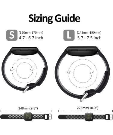 2-Pack Large Sport Silicone Bands for Fitbit Versa 2/Lite - Black/Gray & Charcoal - Men/Women - Buy Online on GoSupps.com