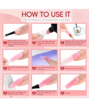 PEACECOLOR Poly Nail Gel Kit with U V Nail Lamp Starter Kit 10 Colours Nail Gel Builder Set with Slip Solution Base Coat Glossy Matte Top Coat Basic Poly Extension Gel Nail Art Tools for Beginner - Buy Online on GoSupps.com